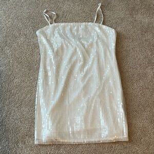 White Sequin Mini Dress